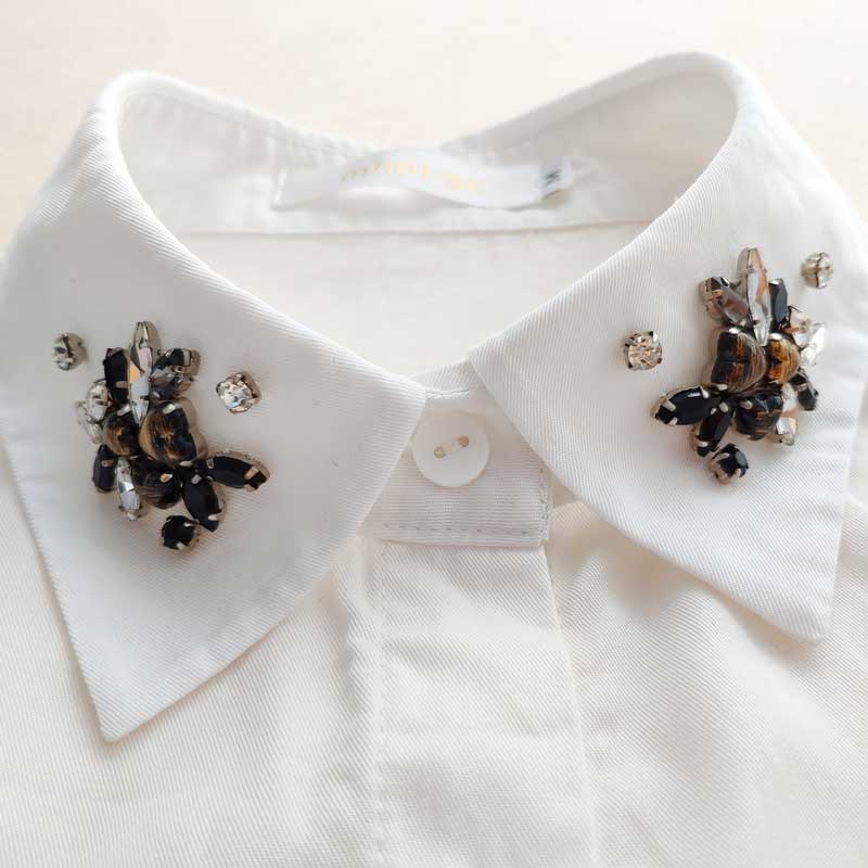 Do not support return custom cotton diamond jewelry White lapel collar wanneng hundred with decorative fake collar women