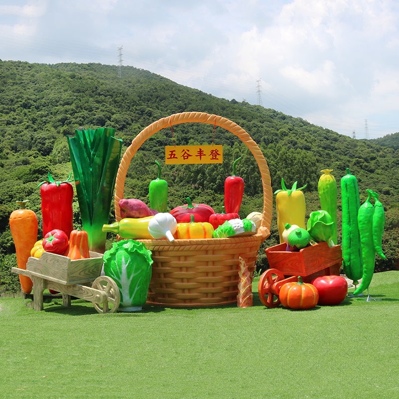 Fruit and Vegetable Sculptures, Outdoor Artificial Pumpkins, Peppers, Tomatoes, Harvest Festival Farm Vegetable Baskets, Ornaments, Landscaping Decorations