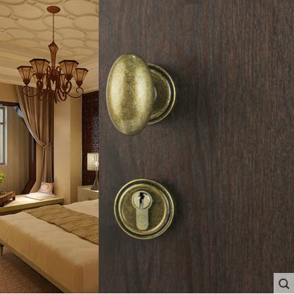 American copper lock as old antique door lock minimalist American interior two-piece lock room door retro spherical lock ME2374
