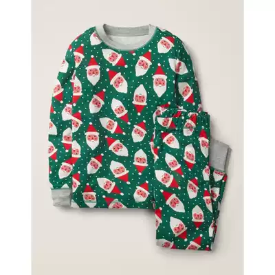 MiniBoden Home Clothes Set Boys Christmas Old Man Printed Comfortable Spring and Autumn Long Edition British Children's Clothing