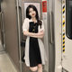 French Puff Sleeve Dress for Small Women Summer 2023 New Korean Style Waist Slimming Shirt Shirt Dress