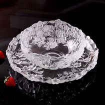 Special high-grade plum fruit bowl fruit bucket lead-free glass two-piece set fruit plate candy dried fruit plate European gold