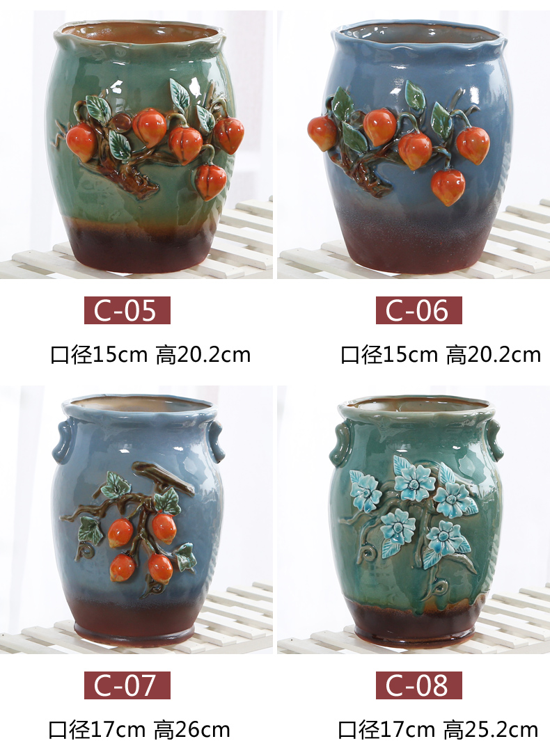 Fleshy old high basin to restore ancient ways of carve patterns or designs on woodwork manual mage, POTS, green plant large Korean coarse pottery breathable creative basin