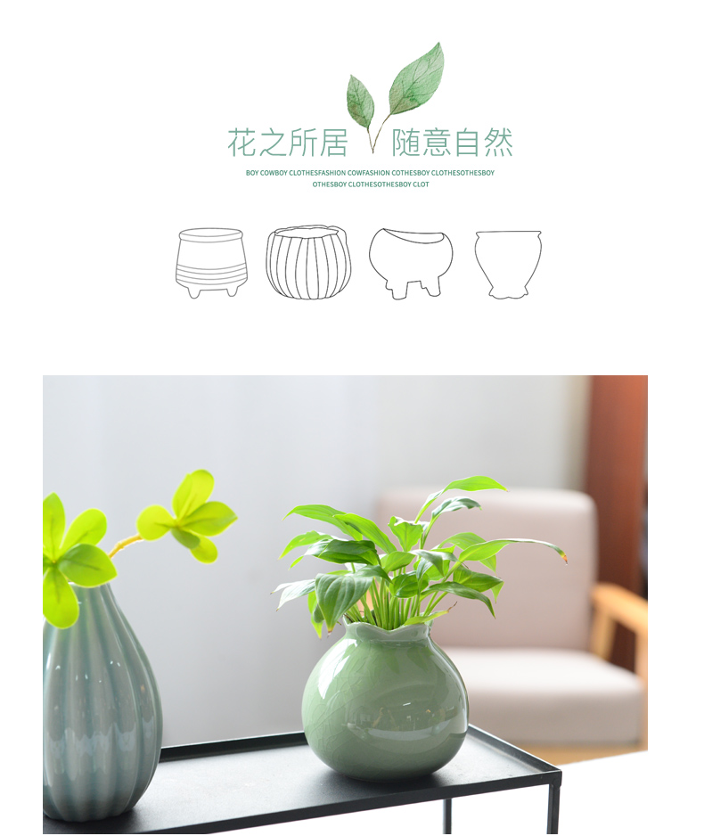 Modern small pure and fresh and vase celadon white household sitting room adornment is furnishing articles other hydroponic flower receptacle