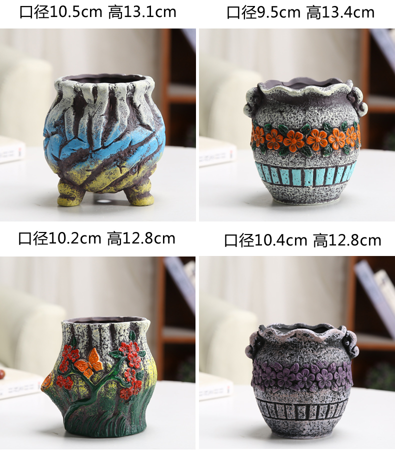 Green, the plants potted meat mage, Green plant ceramic flower pot European contracted more move potted flowers, old running the ceramic flower pot
