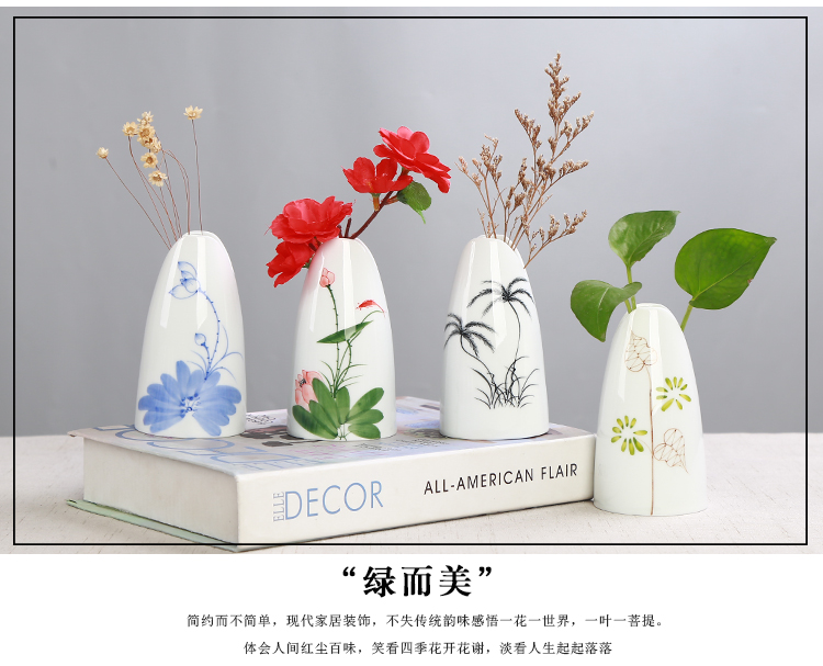 Gypsophila vẽ tay bình hoa trang trí phòng khách sứ trắng nhỏ hoa tươi khô cắm hoa gốm nước hoa đơn giản hiện đại - Vase / Bồn hoa & Kệ chậu gỗ trồng cây
