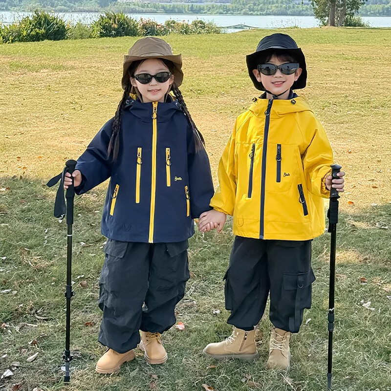 French Uamtor Boys' Outdoor Jacket 2026 New Stylish Girls' Spring and Autumn Jacket Children's Three-In-One