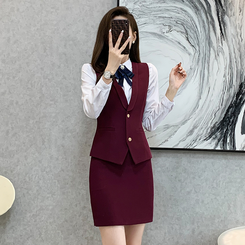 Flight Attendant Uniform Professional Suit Vest Three-Piece Set New Fashion Elegant Beautician Sales Work Clothes for Women