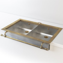 Italian imported OfficineGullo handmade copper 80cm kitchen double sink dishwashing sink sink