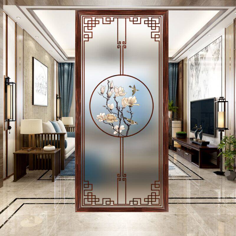 Modern simple art glass living room screen bedroom partition wall decoration double-sided transparent entrance entrance new Chinese style