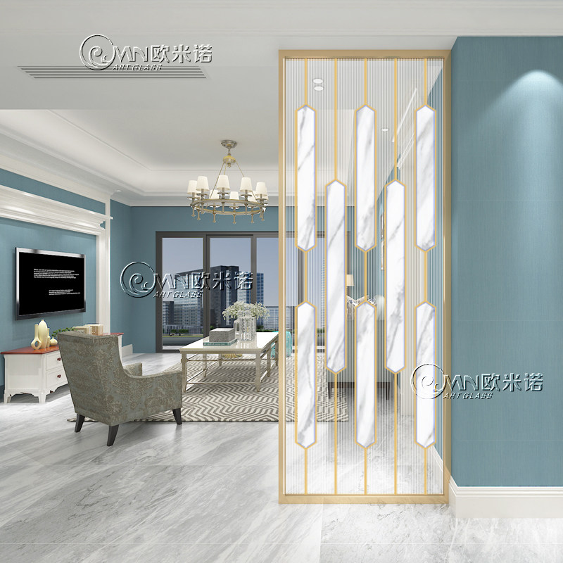 Modern minimalist art Glass Living room shielded from partition Screen Entry into the house Hyun Guan Frosted Euphotic Light And Luxurious Nordic Flower