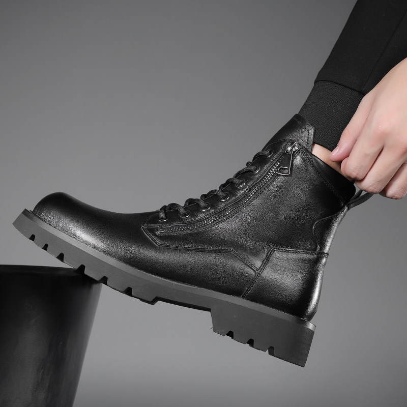 Winter new Martin boots men's leather high-top shoes British thick-soled leather boots trend men's boots Martin shoes men