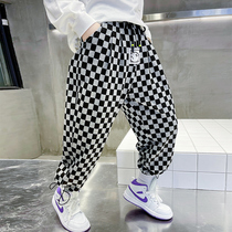 Childrens Methodist 2022 Spring Festival New Boy Chessboard G Sports Pants Boy Casual Pants Big Boy Casual Pants Tide