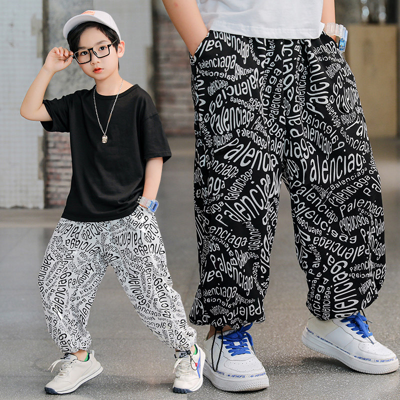 Boys anti-mosquito pants summer thin pants Western style children's summer clothes in the big children's new bloomers loose air-conditioned pants