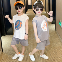 Childrens vest Summer clothing thin section 4 boys 8 outwear sleeveless pure cotton Summer CUHK Boy 10-year-old boy shorts suit