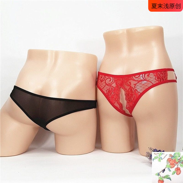.Couple underwear couple style passion thong transparent suit 2024 trend one man and one woman open hole and crotch free