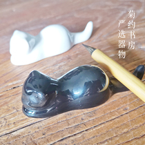Kikuyo Bookcase Cat paper Town ruler pens Cute Pendulum pictures Divine Instrumental Ceramic Chamomile Chrysanthemum Recommend Practicing Calligraphy