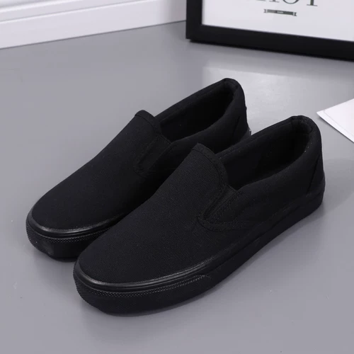 Спортивная обувь для влюбленных, черная униформа медсестры, черные тканевые низкие туфли, в корейском стиле