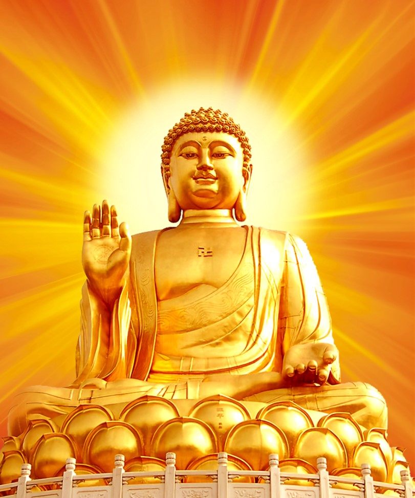 Affiliated with the golden body Tathagata Buddha Buddha statue painting hanging painting Sakyamuni Buddha statue portrait photo paper double-sided plastic seal