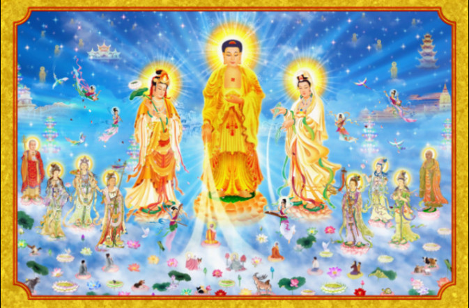 Knot Edge Pure Handmade Buddha Portrait of the West Three Holy Citation Map Photographic Paper bifacial plastic packaging 006