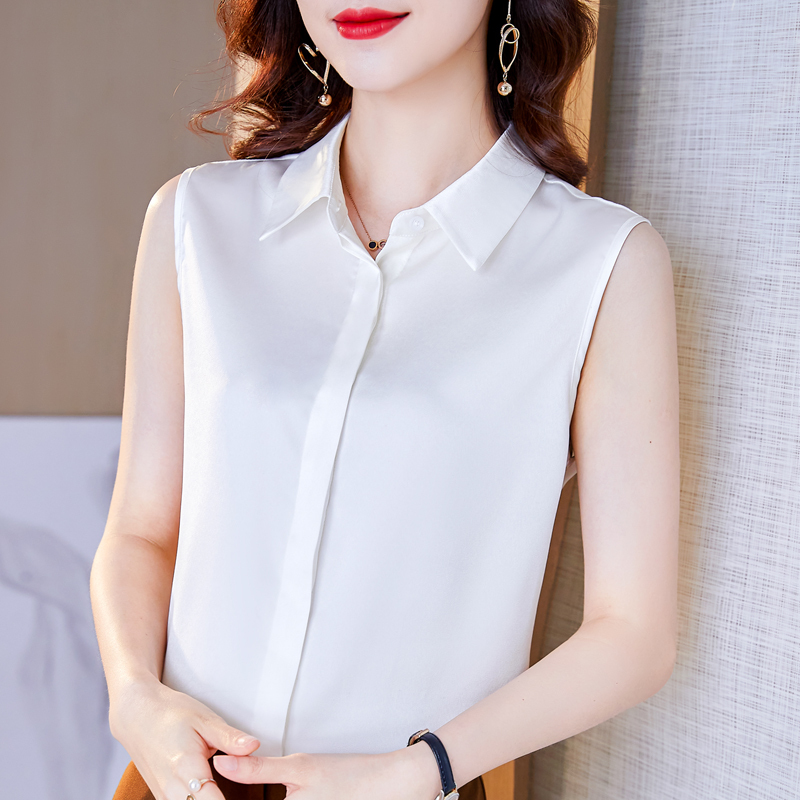 High-End Women's Shirts, White Collared Shirts, Women's Suits, Inner Wear, Lapel Sleeveless Spring and Summer Vests, Base Shirts for Women
