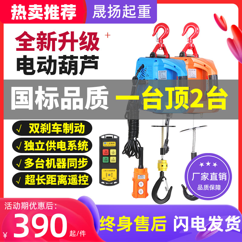 Mini electric hoist 220v crane for home small lift crane for home portable remote control hoist