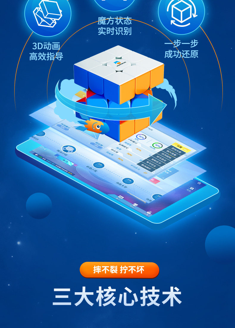 Кубик Рубика 魔方小站 gan厂家mg3萌刻edu磁力三阶初学入门教育版儿童益智玩具