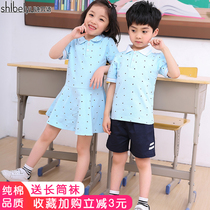 Kindergarten Garden Clothing Summer Clothing Yinglun Pure Cotton Short Sleeves 1st Grade School Children School Uniforms Choral Choral Graduation Suit Class Clothing