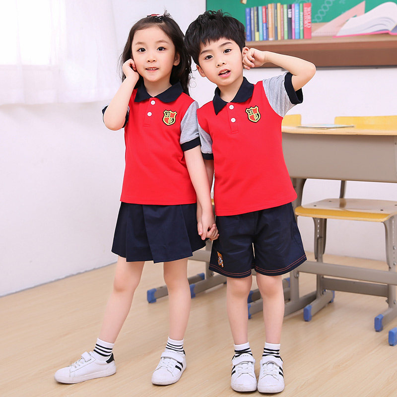 Primary school uniforms Summer clothing college Wind pure cotton short sleeves Children's school uniforms Summer kindergarten Garden clothes class uniforms for teachers
