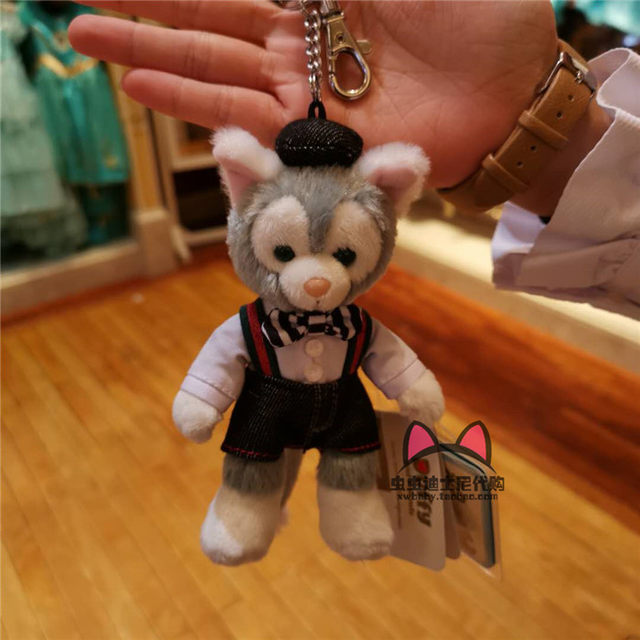 Hong Kong Disneyland Snowy Rose Stellalou Rabbit Denim Plush Keychain Bag Pendant