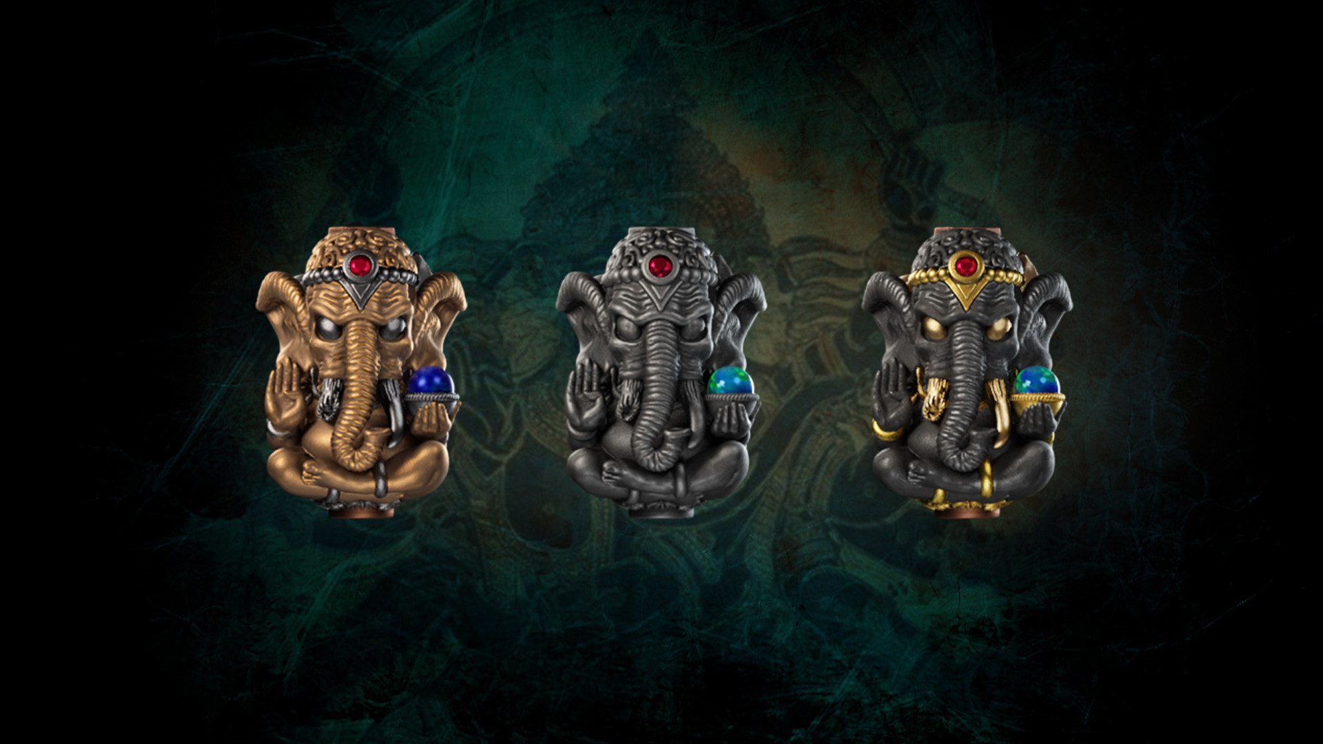 Bone handmade Zhen Cai Yong gold silver with beads Jewelry Handmade homemade bunch beads sterling silver carved elephant god pendant diy