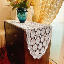 Blue Ink Autumn Retro Style Comeback Garden Pure Cotton Fine Line Hand Crochet Lace Tablecloth Tablecloth Table Flag Cupboard Dust Resistant scarves
