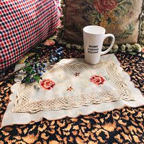 Retro style thick color European pastoral style embroidery lace mat plate mat table mat tablecloth tea tray turban