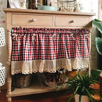 Scottish style ins idyllic cotton grid cloth lace small curtain curtain curtain head coffee curtain curtain