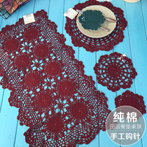 Sale of foreign trade export original single American rural pastoral cotton handmade crochet coaster coaster plate mat plate mat table flag