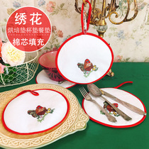 Micro-flaw sale foreign trade tail single cotton fabric embroidered cotton baking insulation mat bowl cushion coaster small pendant