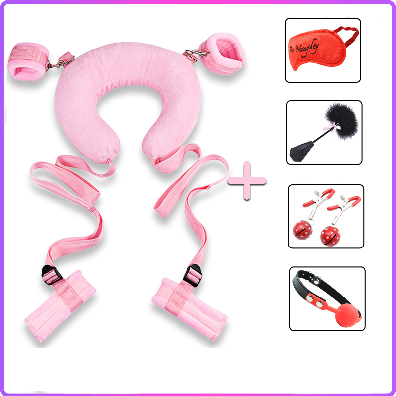 SM fun flirting equipment forced leg splitter binding artifact fixed handcuffs breast clip mouth ball leather whip leg splitter