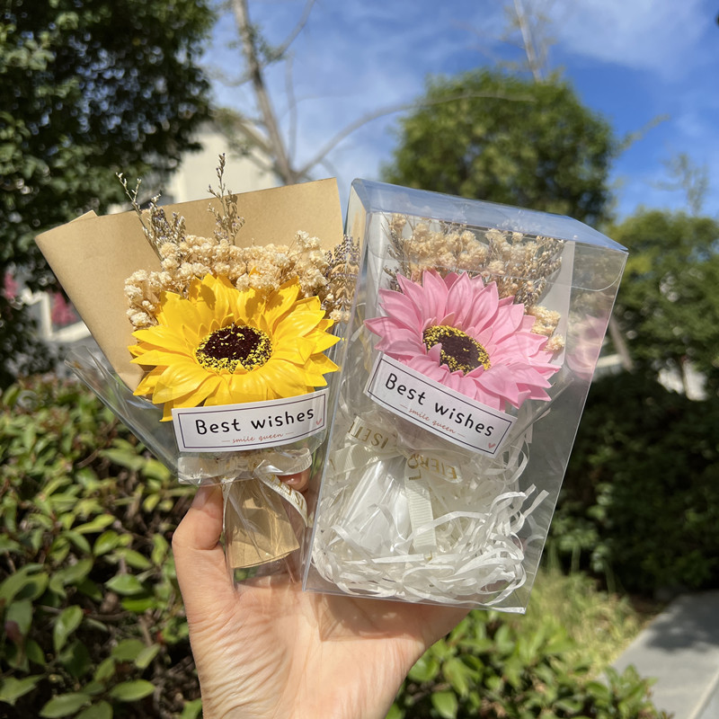 Festive Birthday Gift SoapFlower Rose Carnations Sun Bouquet PVC Set with Wedding Gift Box