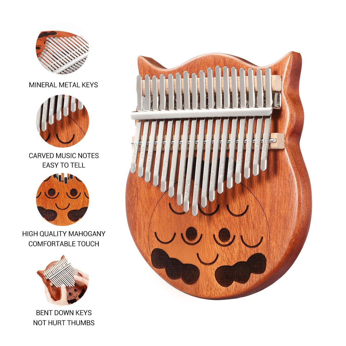 MELODIC new domestic 17 sound peach core pure solid wood veneer solid karumba thumb piano finger piano