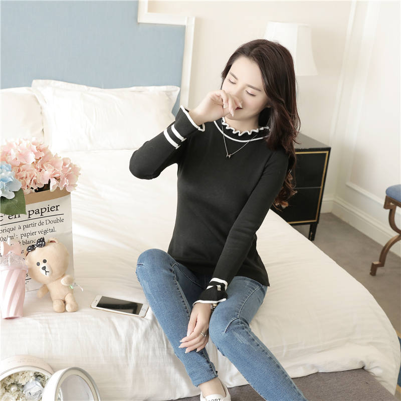 Áo len mùa thu 2018 phiên bản Hàn Quốc mới của áo len cổ lọ tay áo cổ cao nửa cổ cao màu rắn dài tay áo len mỏng mỏng nữ quần áo nữ đẹp