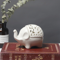 European style simple hollow elephant Candlestick ceramic aromatherapy table bookcase cabinet window decoration decoration
