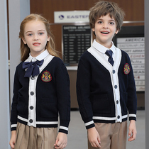 Primary school uniforms spring and autumn clothes English sweater dress primary and secondary school three-piece childrens class uniforms kindergarten Garden uniforms