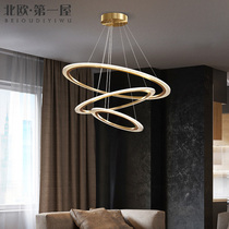 Rear Modern Living Room Chandelights Full Bronze Lamp Intelligent Modern Minimalist Duplex Stairway Cirque lamp Villa-like inter-board chandelia