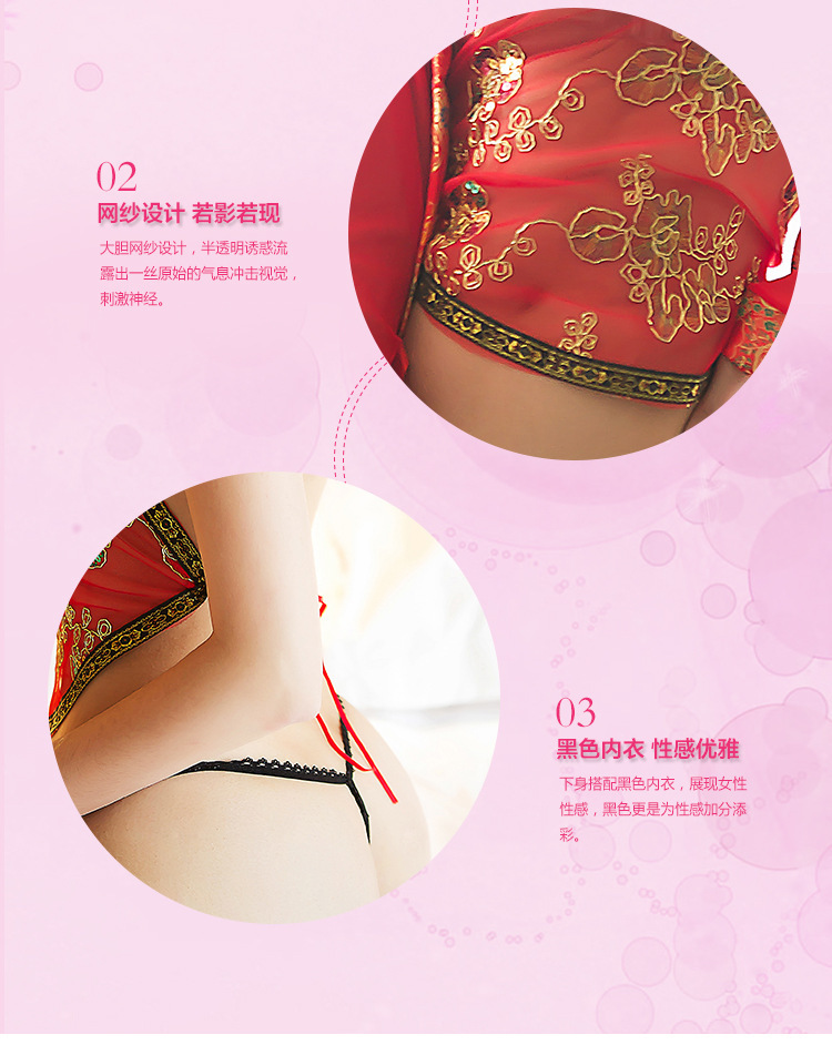 Cổ điển đồ lót ren tạp dề thong phù hợp với phối cảnh sequin vui nhộn ba điểm đỏ dễ thương treo cổ quần lót nữ triumph