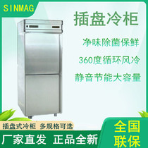 Wuxi new wheat-inserted tray freezer commercial double door vertical refrigerator refrigerated cabinet freezer freezer