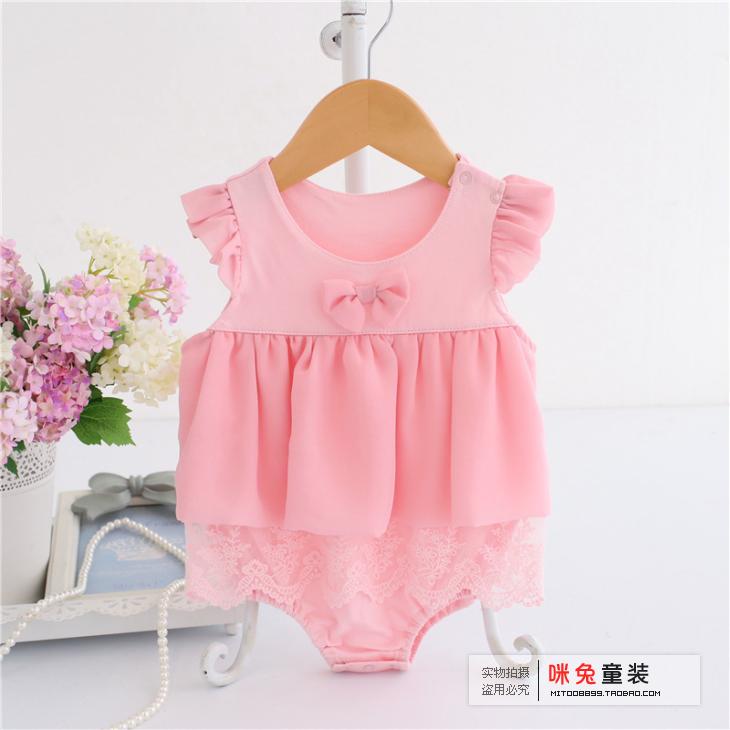 Mùa hè bé hộp quà tặng nữ bé mùa hè phần mỏng bay tay áo bông công chúa váy đầm đặt trăng tròn trăm ngày quà tặng đồ sơ sinh cho bé trai