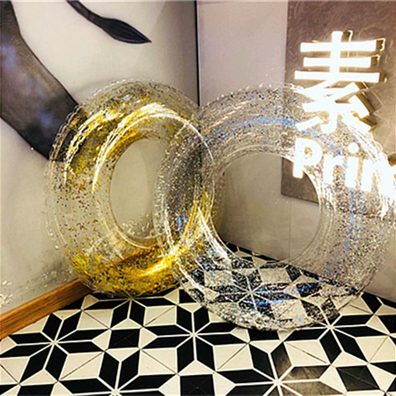 Trong suốt sequin trẻ em người lớn bơi vòng net bơi vòng màu đỏ dễ thương dày lớn bơm hơi nổi vòng mới bắt đầu - Cao su nổi