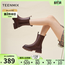 Day Beauty Warm Boots Children Retro Infinynn Wind Thick Bottoms Chelsea Boots Short Boots Woman Winter Plus Suede Sleeve Smoke Boot