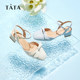 Tata Mary Jane Baotou Sandals Women's Thick Heel High Heel Sandals Outerwear Shoes 2024 Summer Style 7SG15BH4