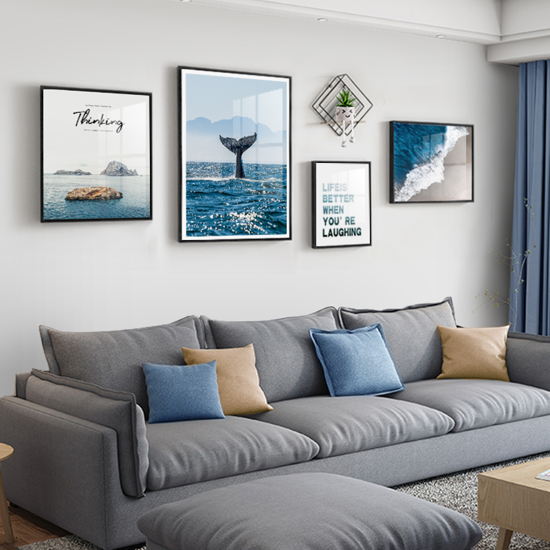 Nordic Living Room Decoration Painting Sofa Background Wall Behind light extravagant painting modern minimalist ins Dining Room Composition Mural Painting